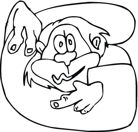 Monkey In G Coloring Page